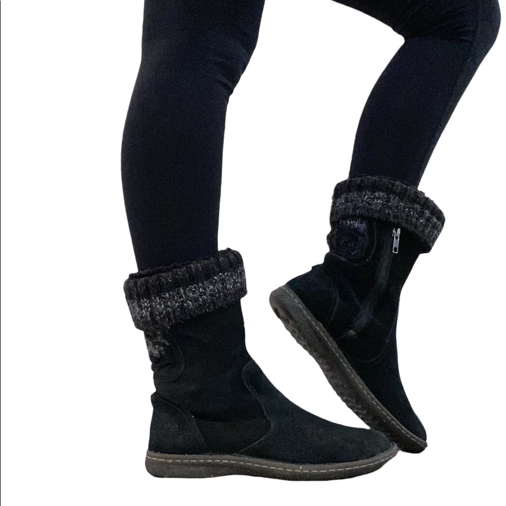 Ugg black Kalyana suede snow boots with sweater cuff